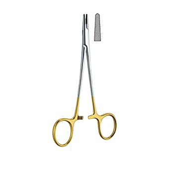Baumgartner Needle Holder, Serrated, Non-Fenestrated Jaws, 5 1/2" (14.0 Cm)